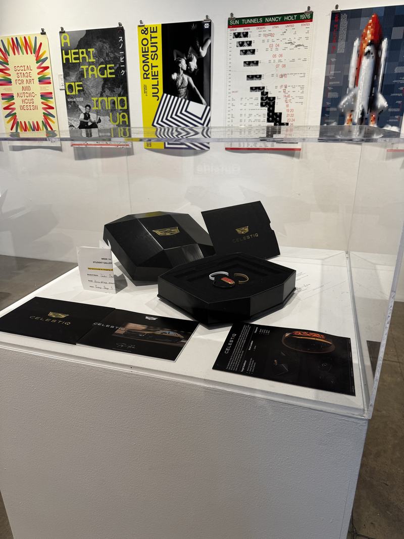 Celestiq packaging in an exhibition case