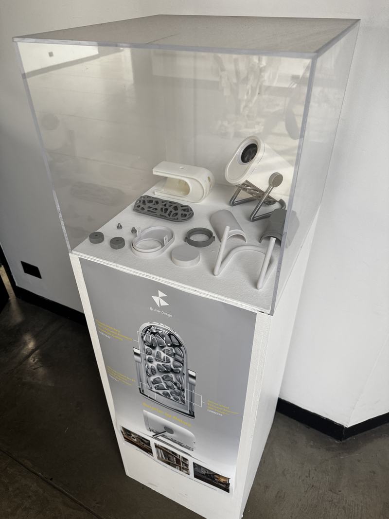 Product parts in an illuminated display case
