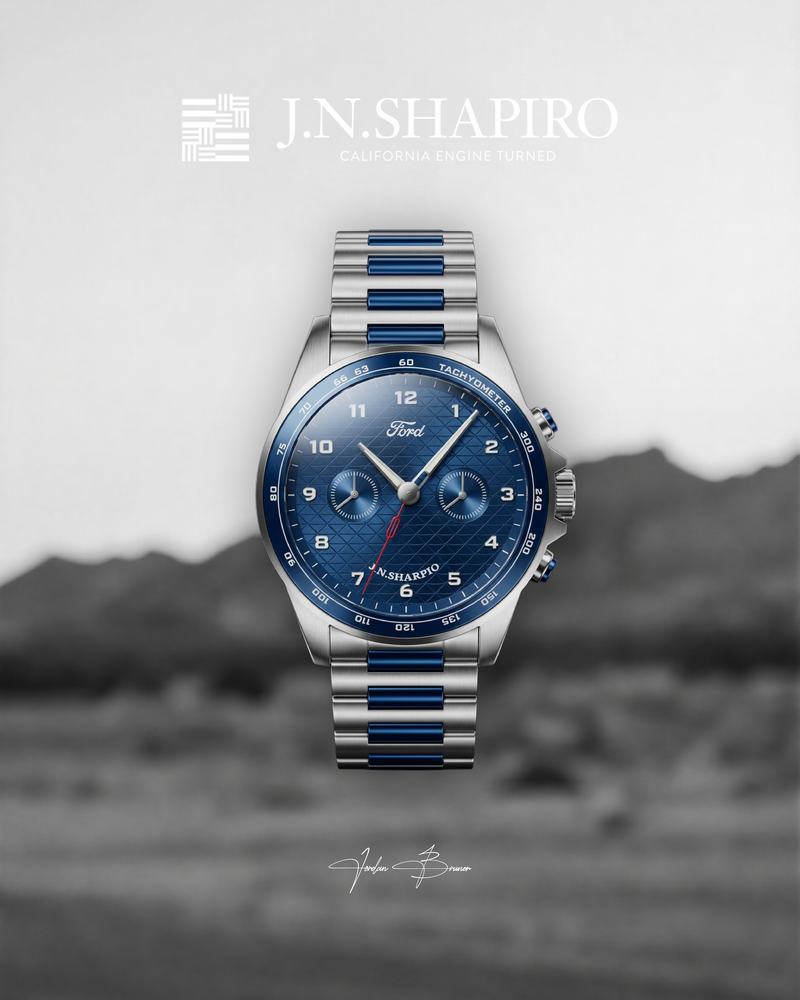 J.N. Shapiro watch poster in a mountain landscape